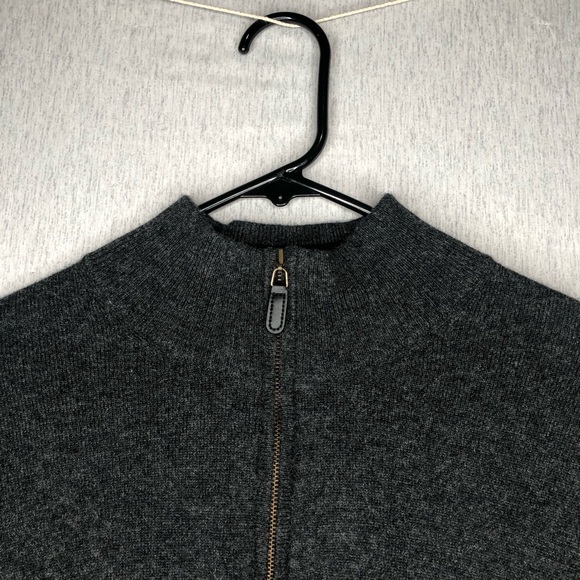 The Cashmere Project Sweater Men's M 1/4 Zip Mock Neck Dark Gray 100% Cashmere - Picture 7 of 13